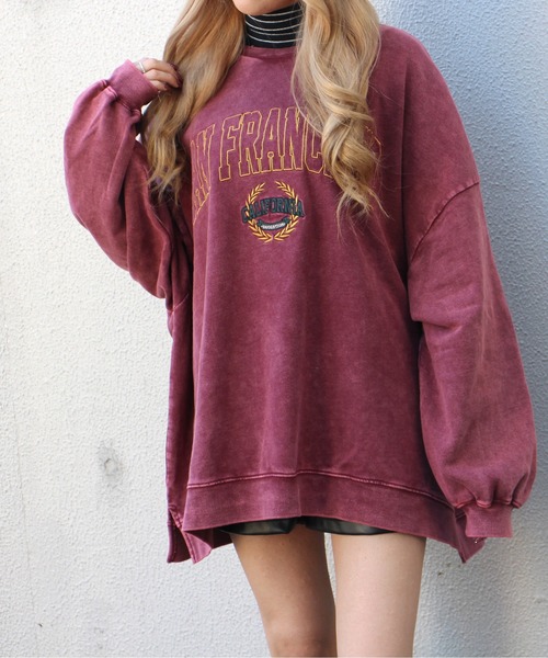 one way（ワンウェイ）の「【oneway Jeans】刺繍カレッジロゴスウェットトレーナー（スウェット・レディース・ホワイト/ブラック/ライトブラウン/ライトグリーン/ライトブルー/レッド・FREE）」の6枚目の写真