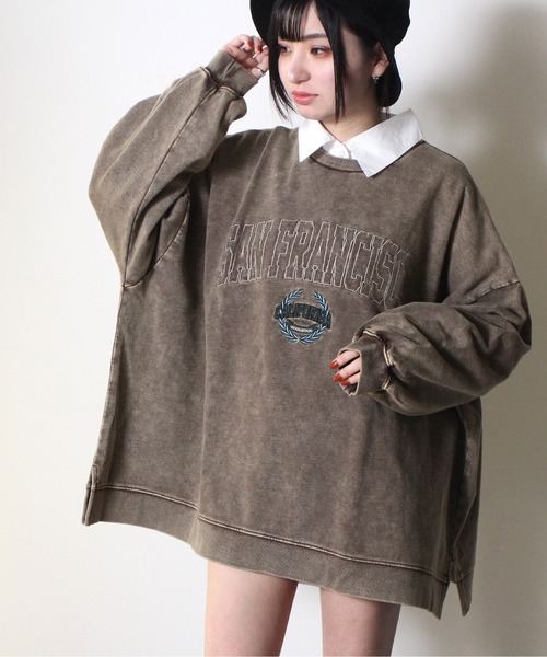 one way（ワンウェイ）の「【oneway Jeans】刺繍カレッジロゴスウェットトレーナー（スウェット・レディース・ホワイト/ブラック/ライトブラウン/ライトグリーン/ライトブルー/レッド・FREE）」の20枚目の写真