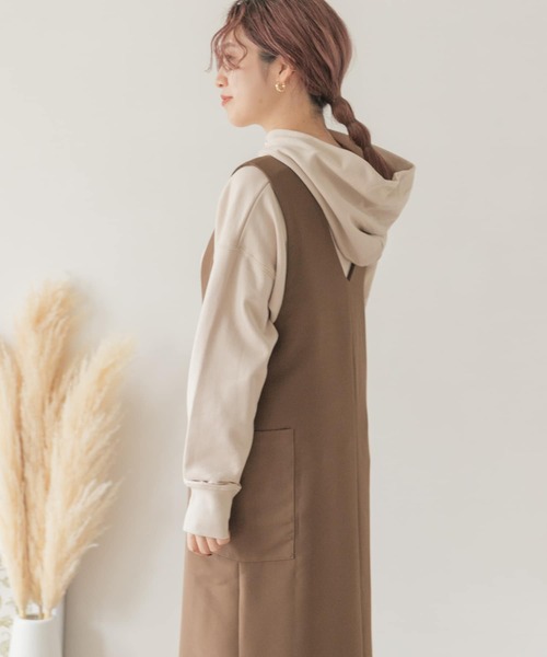 ITEMS URBANRESEARCH（アイテムズ アーバンリサーチ）の「『UR TECH』フーディー（Tシャツ/カットソー・レディース・ベージュ/ピンク/モカ・FREE）」の13枚目の写真