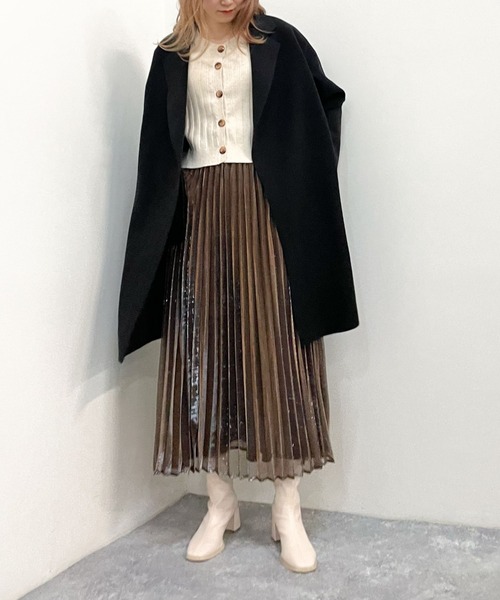 archives(アルシーヴ)の「ウォッシャブルニードルミドルチェスター(チェスターコート・レディース・ブラック/モカ/グレイッシュベージュ/グリーン/ブルー・MEDIUM)」の2枚目の写真