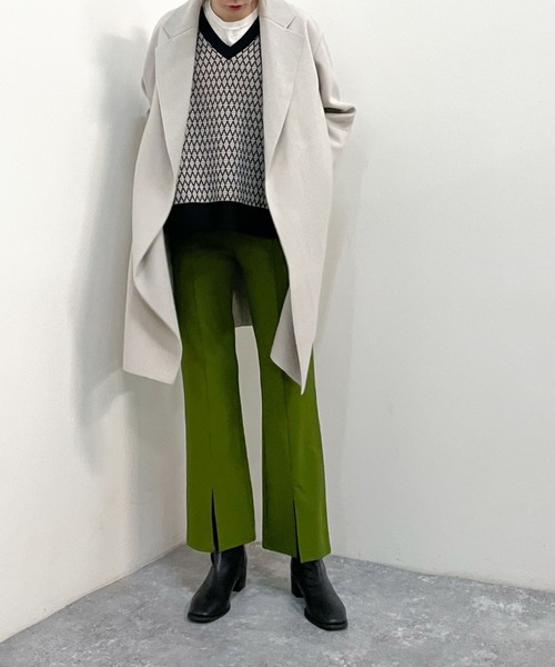 archives(アルシーヴ)の「ウォッシャブルニードルミドルチェスター(チェスターコート・レディース・ブラック/モカ/グレイッシュベージュ/グリーン/ブルー・MEDIUM)」の6枚目の写真