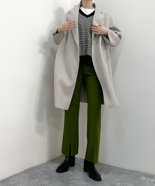 archives(アルシーヴ)の「ウォッシャブルニードルミドルチェスター(チェスターコート・レディース・ブラック/モカ/グレイッシュベージュ/グリーン/ブルー・MEDIUM)」の17枚目の写真