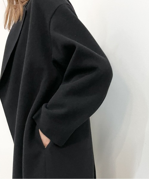 archives(アルシーヴ)の「ウォッシャブルニードルミドルチェスター(チェスターコート・レディース・ブラック/モカ/グレイッシュベージュ/グリーン/ブルー・MEDIUM)」の11枚目の写真