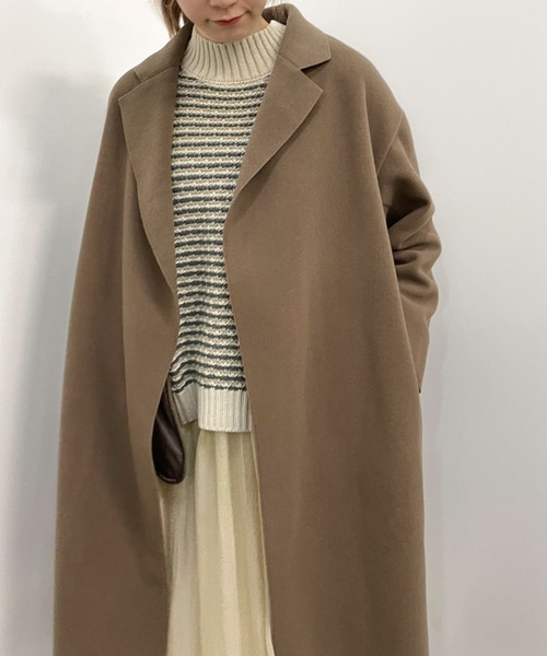 archives(アルシーヴ)の「ウォッシャブルニードルミドルチェスター(チェスターコート・レディース・ブラック/モカ/グレイッシュベージュ/グリーン/ブルー・MEDIUM)」の15枚目の写真