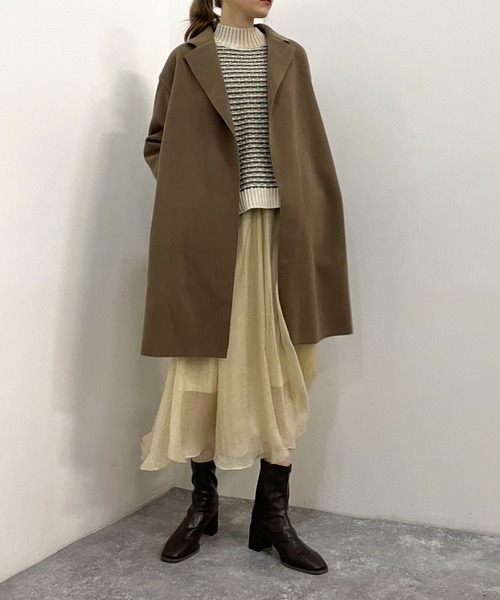 archives(アルシーヴ)の「ウォッシャブルニードルミドルチェスター(チェスターコート・レディース・ブラック/モカ/グレイッシュベージュ/グリーン/ブルー・MEDIUM)」の21枚目の写真