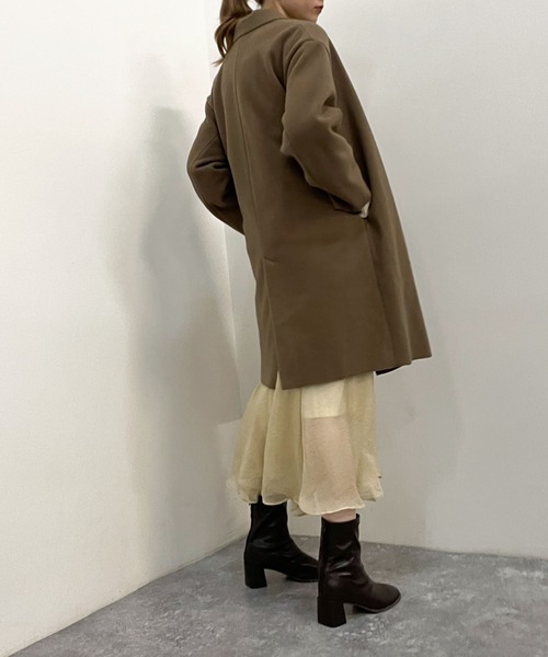 archives(アルシーヴ)の「ウォッシャブルニードルミドルチェスター(チェスターコート・レディース・ブラック/モカ/グレイッシュベージュ/グリーン/ブルー・MEDIUM)」の7枚目の写真