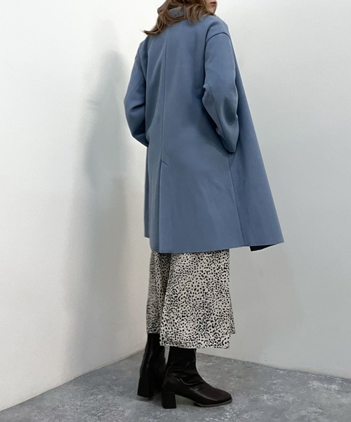 archives(アルシーヴ)の「ウォッシャブルニードルミドルチェスター(チェスターコート・レディース・ブラック/モカ/グレイッシュベージュ/グリーン/ブルー・MEDIUM)」の8枚目の写真