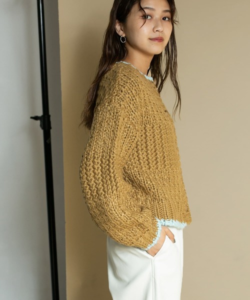 KBF(ケイビーエフ)の「【WEB/一部店舗限定】前後2way配色ニット(カーディガン/ボレロ・レディース・ネイビー/ラベンダー/ベージュ系その他・ONE)」の10枚目の写真