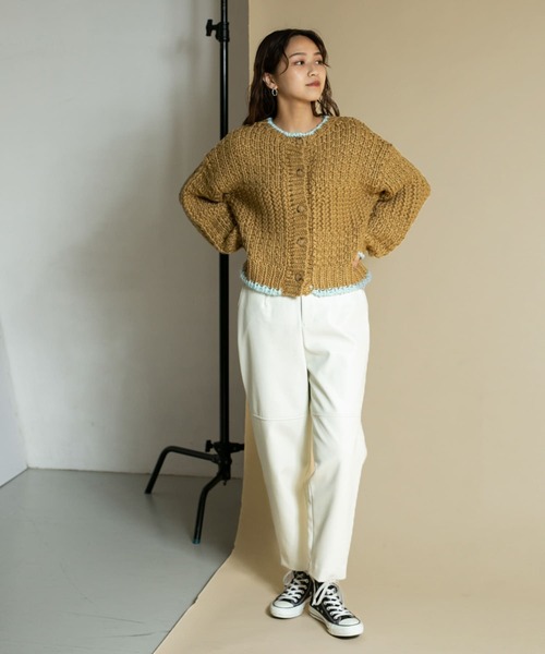 KBF(ケイビーエフ)の「【WEB/一部店舗限定】前後2way配色ニット(カーディガン/ボレロ・レディース・ネイビー/ラベンダー/ベージュ系その他・ONE)」の14枚目の写真