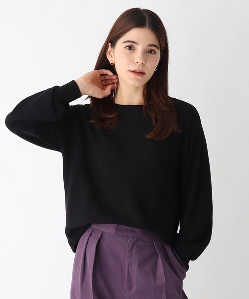 OPAQUE.CLIP（オペークドットクリップ）の「◆【エマール検証済 洗える】FOLCO ボートネックニット【WEB限定カラー・サイズ】（ニット/セーター・レディース・ブルー/グレー/パープル系1/ピンク系/ボルドー/ライトグリーン/ブラック/チャコールグレー/ダークブラウン/パープル系2/ライトグレー系7/ベージュ/ホワイト系・34/36/38/40/42）」の3枚目の写真