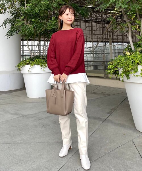 OPAQUE.CLIP（オペークドットクリップ）の「◆【エマール検証済 洗える】FOLCO ボートネックニット【WEB限定カラー・サイズ】（ニット/セーター・レディース・ブルー/グレー/パープル系1/ピンク系/ボルドー/ライトグリーン/ブラック/チャコールグレー/ダークブラウン/パープル系2/ライトグレー系7/ベージュ/ホワイト系・34/36/38/40/42）」の13枚目の写真