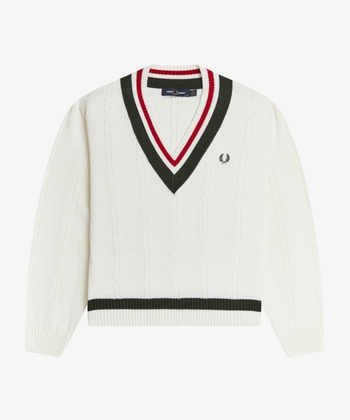 FRED PERRY（フレッドペリー）の「Bold Tipped Cable Knit Jumper（ニット/セーター・レディース・ホワイト/ネイビー・10）」の20枚目の写真