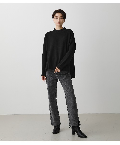 AZUL by moussy(アズールバイマウジー)の「SOFT TOUCH HIGH NECK KNIT TOPS/ソフトタッチハイネックニットトップス(ニット/セーター・レディース・ブラック/ライム/グリーン/ライトベージュ・SMALL/MEDIUM)」の6枚目の写真