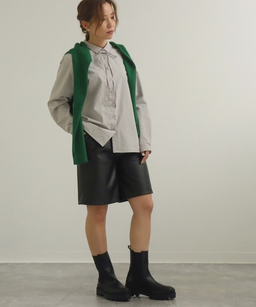 AULI(アウリィ)の「【低身長向けサイズ】フェイクレザーハーフパンツ(その他パンツ・レディース・ブラック/アイボリー/グリーン・SMALL/X-SMALL)」の19枚目の写真