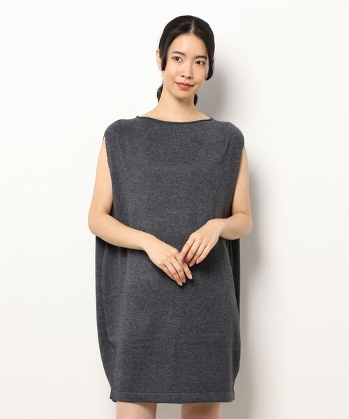 半額品 Mizuiro Ind ハイゲージボートネックノースリーブ ワンピース 当日出荷