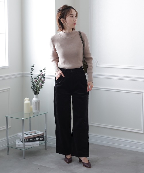 【CIDER】コーデュロイ ハイウエスト ワイドレッグ パンツ ハイウエストコーデュロイパンツ（その他パンツ）｜ElegChic
