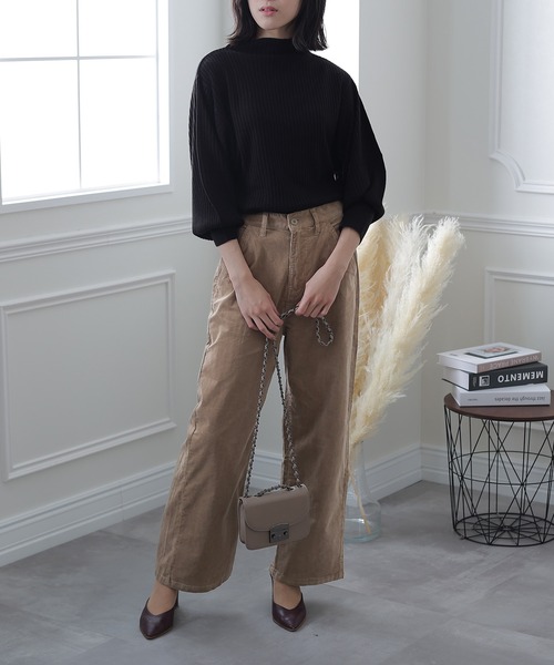 ElegChic（エレグシック）の「ハイウエストコーデュロイパンツ（その他パンツ・レディース・ブラック/ベージュ・4L/M/L/XL/XXL）」の12枚目の写真