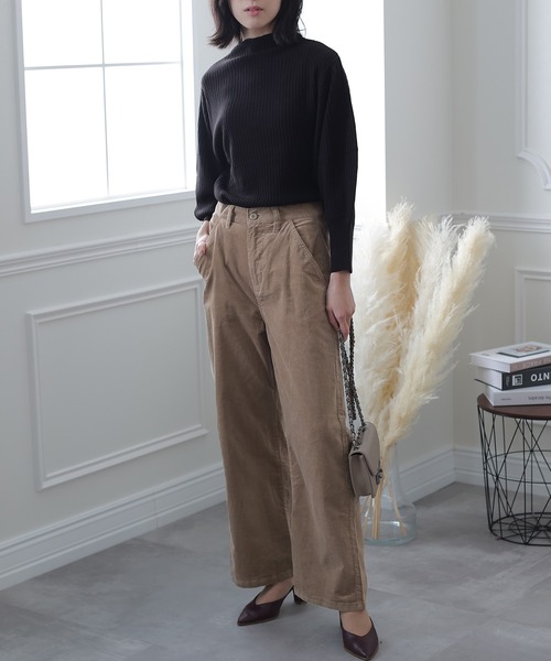 ElegChic（エレグシック）の「ハイウエストコーデュロイパンツ（その他パンツ・レディース・ブラック/ベージュ・4L/M/L/XL/XXL）」の11枚目の写真