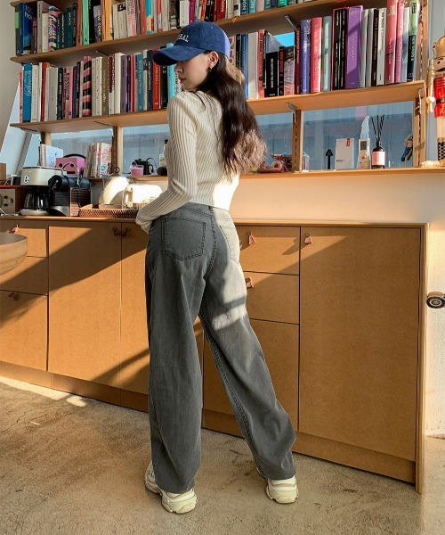 chuu(チュー)の「CHUU ピグカラーpants(デニムパンツ・レディース・グレー・FREE)」の7枚目の写真