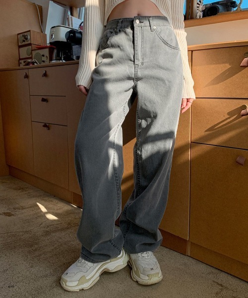 chuu(チュー)の「CHUU ピグカラーpants(デニムパンツ・レディース・グレー・FREE)」の5枚目の写真