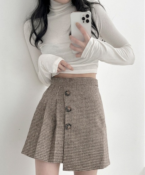 BEIDELLI（ベイデリー）の「[BELLIDE MADE] チェックアンバランスプリーツミニスカート（スカート・レディース・ブラック/ブラウン・SMALL/MEDIUM）」の7枚目の写真