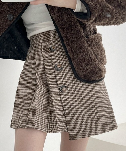 BEIDELLI（ベイデリー）の「[BELLIDE MADE] チェックアンバランスプリーツミニスカート（スカート・レディース・ブラック/ブラウン・SMALL/MEDIUM）」の9枚目の写真