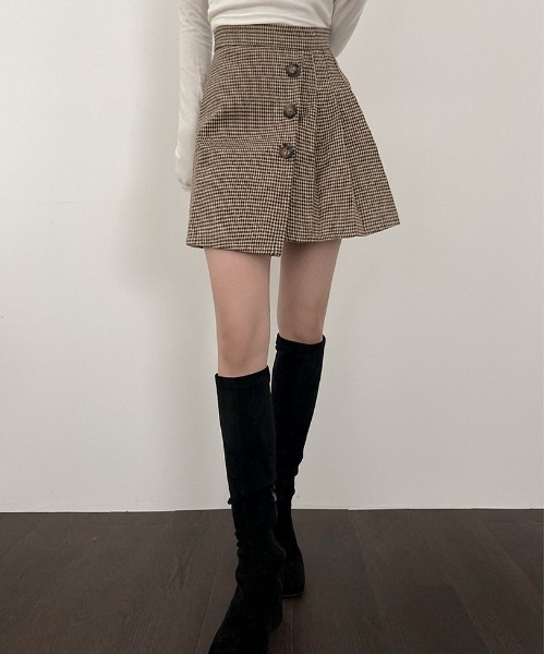 BEIDELLI（ベイデリー）の「[BELLIDE MADE] チェックアンバランスプリーツミニスカート（スカート・レディース・ブラック/ブラウン・SMALL/MEDIUM）」の5枚目の写真