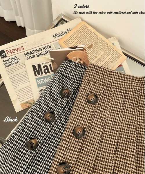 BEIDELLI（ベイデリー）の「[BELLIDE MADE] チェックアンバランスプリーツミニスカート（スカート・レディース・ブラック/ブラウン・SMALL/MEDIUM）」の3枚目の写真