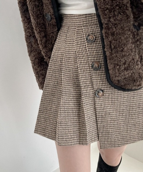 BEIDELLI（ベイデリー）の「[BELLIDE MADE] チェックアンバランスプリーツミニスカート（スカート・レディース・ブラック/ブラウン・SMALL/MEDIUM）」の8枚目の写真