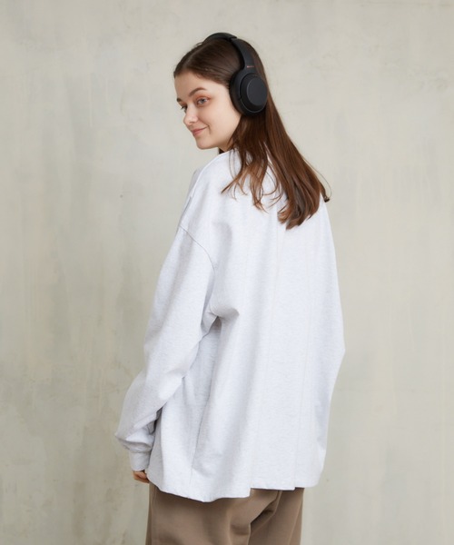 flaner(フラネ)の「Over size long tee / オーバーサイズロンT【ユニセックス対応】(Tシャツ/カットソー・レディース・ホワイト/ベージュ/グレー/ブラック/チャコールグレー・MEDIUM/LARGE)」の14枚目の写真