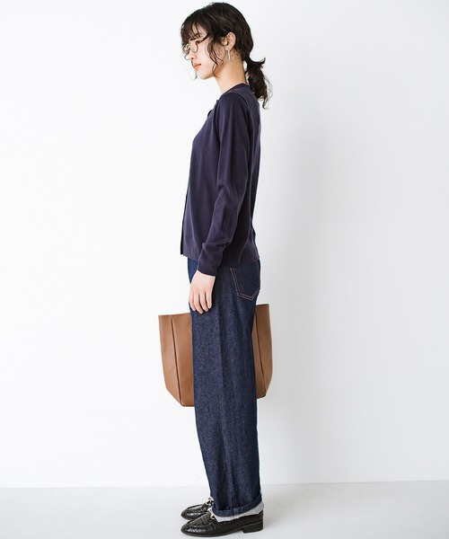 haco!（ハコ）の「朝晩の気温差ももう怖くない！羽織っても1枚でも着まわし自在で便利な大人のツインニット by que made me（アンサンブル・レディース・ネイビー/ブルー・SMALL/MEDIUM/LARGE/X-LARGE）」の3枚目の写真