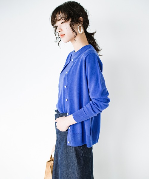 haco!（ハコ）の「朝晩の気温差ももう怖くない！羽織っても1枚でも着まわし自在で便利な大人のツインニット by que made me（アンサンブル・レディース・ネイビー/ブルー・SMALL/MEDIUM/LARGE/X-LARGE）」の10枚目の写真