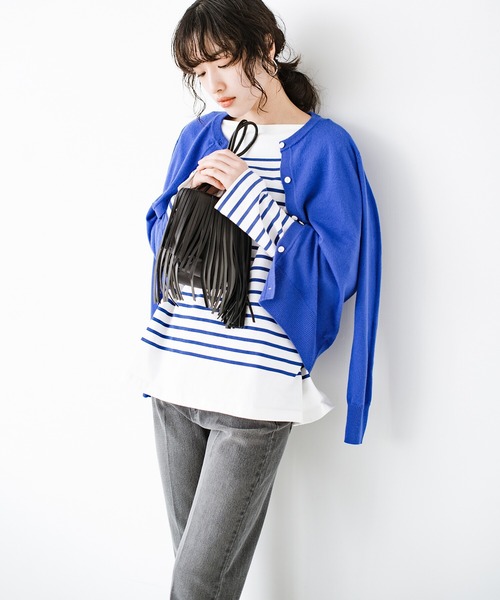haco!（ハコ）の「朝晩の気温差ももう怖くない！羽織っても1枚でも着まわし自在で便利な大人のツインニット by que made me（アンサンブル・レディース・ネイビー/ブルー・SMALL/MEDIUM/LARGE/X-LARGE）」の16枚目の写真