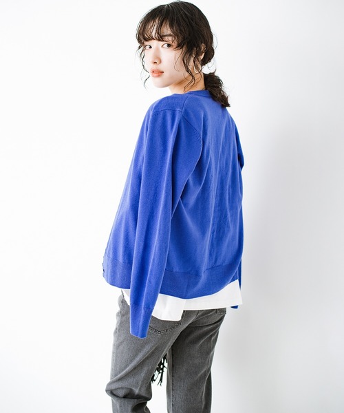 haco!（ハコ）の「朝晩の気温差ももう怖くない！羽織っても1枚でも着まわし自在で便利な大人のツインニット by que made me（アンサンブル・レディース・ネイビー/ブルー・SMALL/MEDIUM/LARGE/X-LARGE）」の17枚目の写真