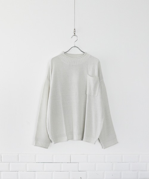 ETELIO（エテリオ）の「ビッグシルエットクルーネックガンジーニット（ニット/セーター・メンズ・ベージュ/オフホワイト/ブルー/ワイン/チャコール・S/M/L）」の14枚目の写真