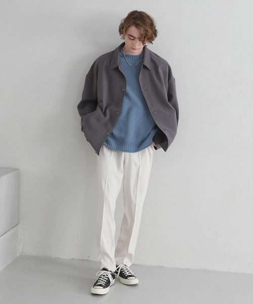 ETELIO（エテリオ）の「ビッグシルエットクルーネックガンジーニット（ニット/セーター・メンズ・ベージュ/オフホワイト/ブルー/ワイン/チャコール・S/M/L）」の9枚目の写真