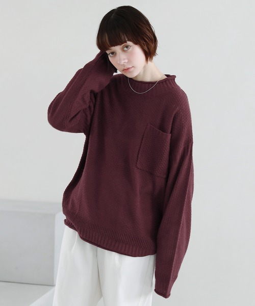 ETELIO（エテリオ）の「ビッグシルエットクルーネックガンジーニット（ニット/セーター・メンズ・ベージュ/オフホワイト/ブルー/ワイン/チャコール・S/M/L）」の10枚目の写真