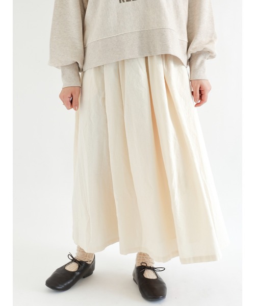 Samansa Mos2(サマンサ モスモス)の「無地/ビッグチェック柄スカート(スカート・レディース・ブラック/ベージュ/オフホワイト/ブルー/グリーン・フリ-)」の2枚目の写真