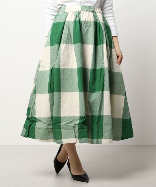 Samansa Mos2(サマンサ モスモス)の「無地/ビッグチェック柄スカート(スカート・レディース・ブラック/ベージュ/オフホワイト/ブルー/グリーン・フリ-)」の9枚目の写真