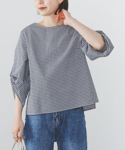 BEAMS HEART(ビームスハート)の「BEAMS HEART / 袖ボリュームタック ブラウス(シャツ/ブラウス・レディース・オフホワイト/ストライプ/チェック/ネイビー/その他4/インディゴブルー/その他3/ホワイト系その他5・FREE)」の21枚目の写真