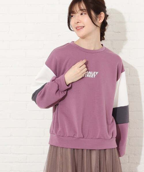 Cutie Blonde（キューティーブロンド）の「◆【S-M】袖配色切替プルオーバー（スウェット・レディース・ブラック系4/ベージュ系4/ピンク系・01/02）」の3枚目の写真