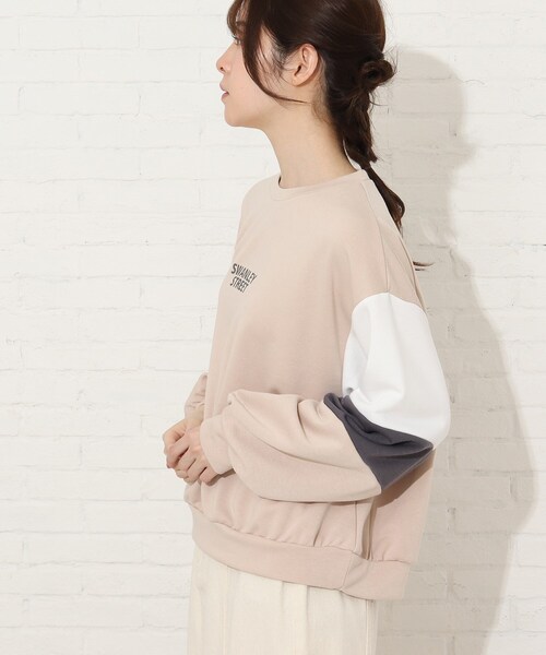 Cutie Blonde（キューティーブロンド）の「◆【S-M】袖配色切替プルオーバー（スウェット・レディース・ブラック系4/ベージュ系4/ピンク系・01/02）」の15枚目の写真