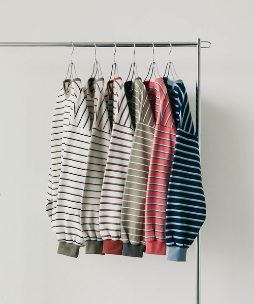 Chillfar（チルファー）の「ダブルボーダーロンT（Tシャツ/カットソー・レディース・ベージュ/カーキ/ピンク/ホワイト系/ホワイト×ブラック/ブルー・FREE）」の5枚目の写真