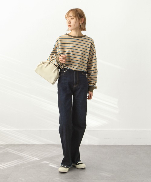 Chillfar（チルファー）の「ダブルボーダーロンT（Tシャツ/カットソー・レディース・ベージュ/カーキ/ピンク/ホワイト系/ホワイト×ブラック/ブルー・FREE）」の21枚目の写真