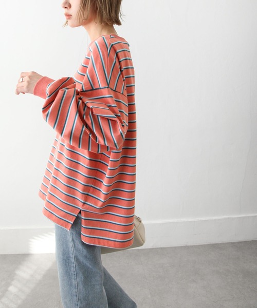 Chillfar（チルファー）の「ダブルボーダーロンT（Tシャツ/カットソー・レディース・ベージュ/カーキ/ピンク/ホワイト系/ホワイト×ブラック/ブルー・FREE）」の14枚目の写真