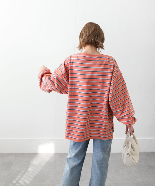 Chillfar（チルファー）の「ダブルボーダーロンT（Tシャツ/カットソー・レディース・ベージュ/カーキ/ピンク/ホワイト系/ホワイト×ブラック/ブルー・FREE）」の17枚目の写真