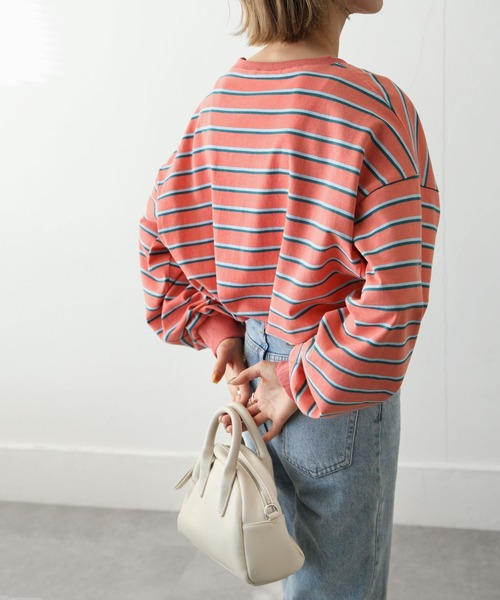 Chillfar（チルファー）の「ダブルボーダーロンT（Tシャツ/カットソー・レディース・ベージュ/カーキ/ピンク/ホワイト系/ホワイト×ブラック/ブルー・FREE）」の12枚目の写真