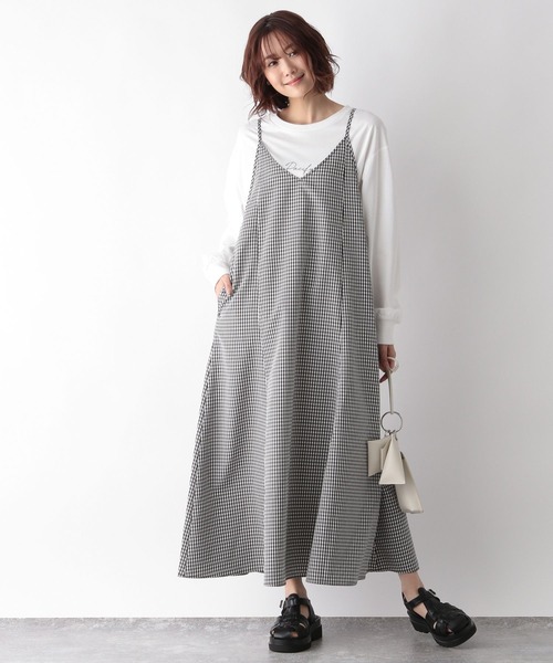 GLOBAL WORK(グローバルワーク)の「ショートワッフルプルオーバー*キャミワンピース/262870(ワンピース・レディース・ブラック/オフホワイト/カーキ・FREE)」の8枚目の写真