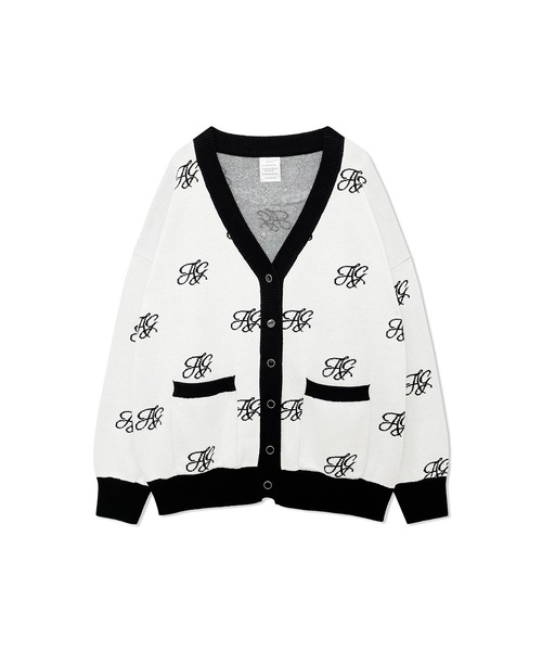 ANDGEEBEE（アンジービー）の「UNISEX モノグラムニットカーデ（ニット/セーター・レディース・ホワイト/ブラック・MEDIUM）」の2枚目の写真