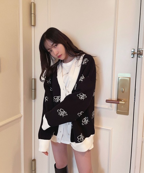 ANDGEEBEE（アンジービー）の「UNISEX モノグラムニットカーデ（ニット/セーター・レディース・ホワイト/ブラック・MEDIUM）」の17枚目の写真